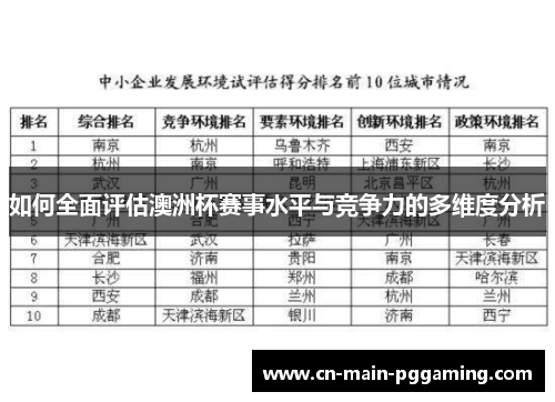 如何全面评估澳洲杯赛事水平与竞争力的多维度分析
