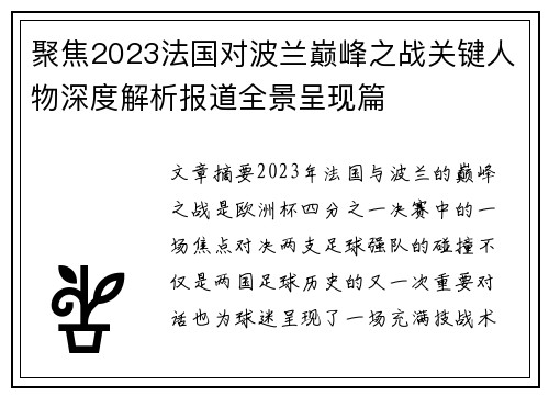 聚焦2023法国对波兰巅峰之战关键人物深度解析报道全景呈现篇